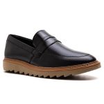Sapato Mocassim Loafer Masculino Tratorado Preto
