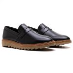 Sapato Mocassim Loafer Masculino Tratorado Preto