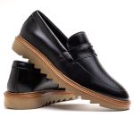 Sapato Mocassim Loafer Masculino Tratorado Preto