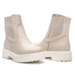 Bota Coturno Feminino Tratorado Couro Legítimo Off White