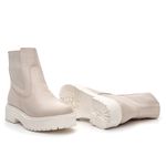 Bota Coturno Feminino Lara Tratorado Couro Floater Off White