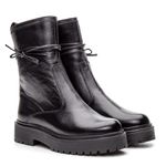 Bota Coturno Feminino Lara Tratorado Zíper Couro Floater Preto