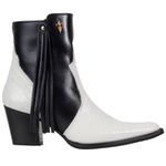 Bota Feminina Texana Country Cano Médio Snaker Branco e Preto