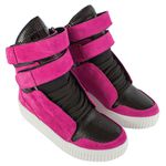 Bota de Treino Feminina Cano Alto Rosa Fúcsia e Preto