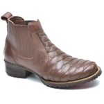 Botina Masculina Couro Legítimo Escamado Chocolate