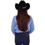 Chapéu Feminino Estilo Americano Couro Legítimo Preto