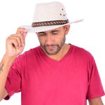 Chapéu Estilo Americano em Juta Bege e Marrom