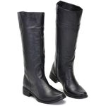 Bota Feminina Montaria Couro Legítimo Zíper Preto