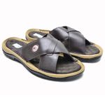 Chinelo Masculino Conforto Couro Legítimo Café