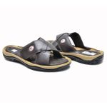 Chinelo Masculino Conforto Couro Legítimo Café