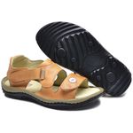 Sandália Masculina Conforto Couro Legítimo Bege