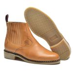 Botina Country Masculina Couro Legítimo Bege