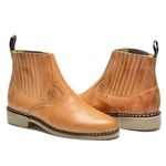 Botina Country Masculina Couro Legítimo Bege