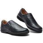Sapato Conforto Masculino Couro Legítimo Preto