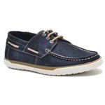 Dockside Casual Masculino Cadarço Couro Nobuck Azul Marinho