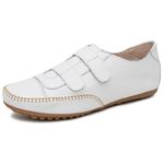 Sapatênis Feminino Velcro Couro Legítimo Branco