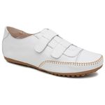 Sapatênis Feminino Velcro Couro Legítimo Branco