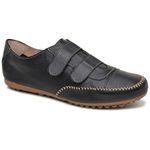 Sapatênis Feminino Velcro Couro Legítimo Preto