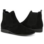 Botina Masculina Chelsea Boots Slim Elástico Couro Legítimo Camurça Preto