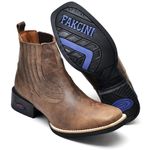 Bota Texana Masculina Bico Quadrado Couro Legítimo Mad Dog Café