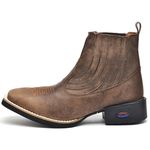 Bota Texana Masculina Bico Quadrado Couro Legítimo Mad Dog Café