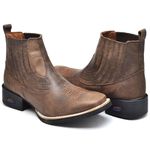 Bota Texana Masculina Bico Quadrado Couro Legítimo Mad Dog Café