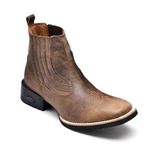 Bota Texana Masculina Bico Quadrado Couro Legítimo Mad Dog Café