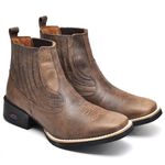 Bota Texana Masculina Bico Quadrado Couro Legítimo Mad Dog Café