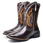 Bota Texana Masculina Cano Alto Couro Legítimo Latego Café