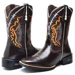 Bota Texana Masculina Cano Alto Couro Legítimo Latego Café