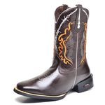 Bota Texana Masculina Cano Alto Couro Legítimo Latego Café