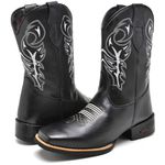 Bota Texana Masculina Cano Longo Bico Quadrado Preto e Preto