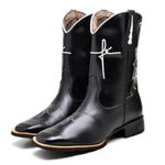 Bota Texana Masculina Cano Longo Bico Quadrado Preto