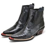 Bota Country Masculina Couro Legítimo Jacaré Preto Detalhado