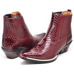 Bota Country Masculina Tamanho Especial Couro Legítimo Jacaré Vinho