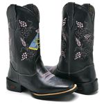Bota Texana Feminina Cano Longo Preto