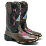 Bota Texana Feminina Cano Longo Telha e Preto