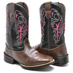 Bota Texana Feminina Cano Longo Café e Preto