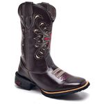 Bota Texana Feminina Cano Alto Cruz Bordada Café