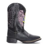 Bota Texana Feminina Cano Longo Bordado Preto