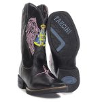 Bota Texana Feminina Cano Longo Bordado Preto