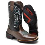Bota Texana Feminina Cano Alto Café e Preto
