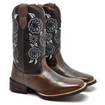 Bota Texana Feminina Cano Alto Café e Preto