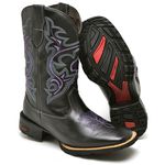 Bota Texana Feminina Preta Bordado Roxo