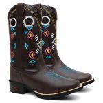 Bota Texana Feminina Cano Longo Café