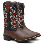 Bota Texana Feminina Cano Alto Chocolate e Preto