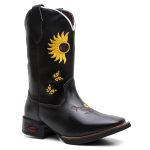 Bota Texana Feminina Cano Longo Sol Preto