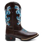 Bota Texana Feminina Cano Longo Café Azul