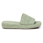 Sandália Papete Feminina Solado Flat Em Juta Verde Mint