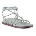 Sandália Papete Flatform Feminina Com Amarração Napa Mint